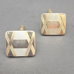 Vintage Gold Tone Geometric Cufflinks